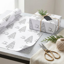 Papel de Presente de Natal Preto e Branco Minimali