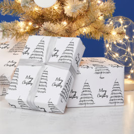 Papel de Presente de Natal Preto e Branco Moderno