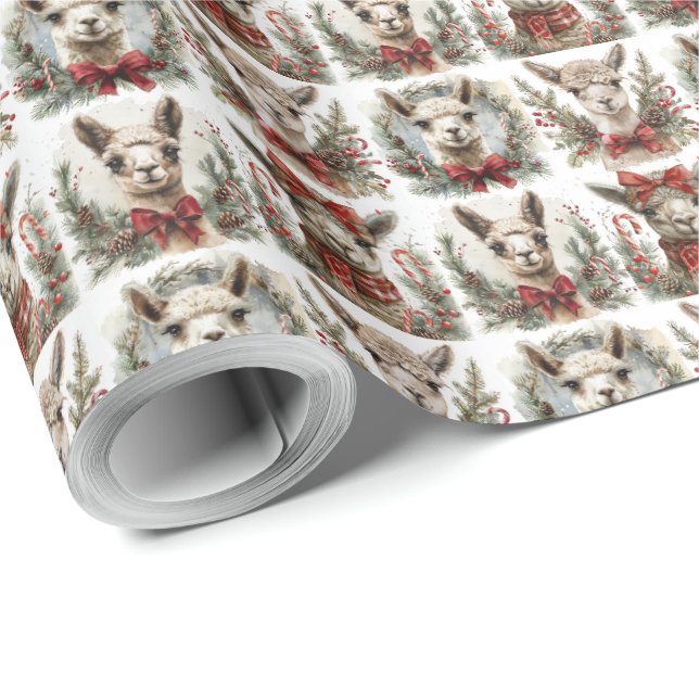 Papel de Presente de Natal Temático de Alpaca de F (Ponta do rolo)