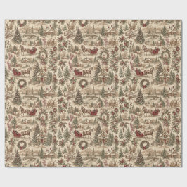 Papel de Presente de Natal Toile Vintage | Veado &