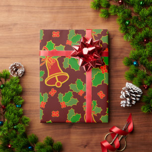 Papel de Presente de Natal Vintage com Sininhos e 