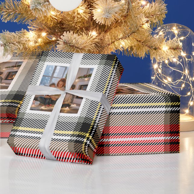 Papel de Presente de Natal Xadrez Personalizado co (Feriados)