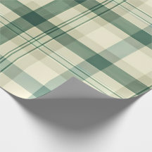 Papel de Presente de Natal Xadrez Verde Sage Macio