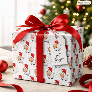 Papel de Presente de Ovelha de Natal ou Artesanato