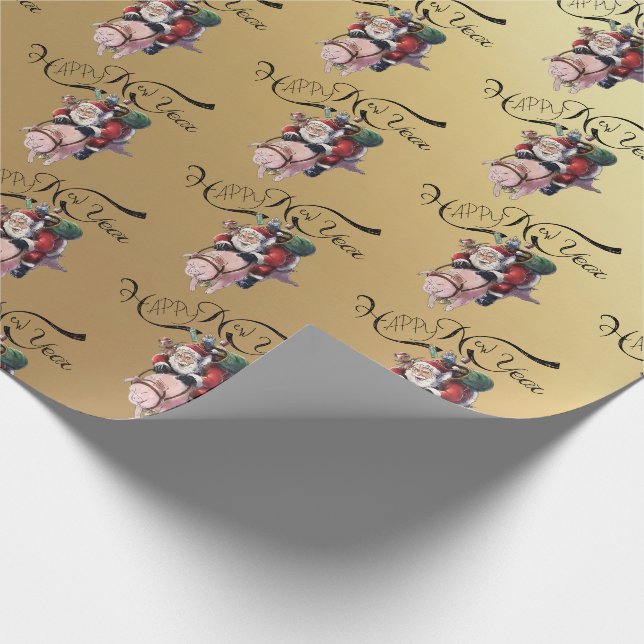 Papel De Presente de  papá Noel dorado (Ponta)