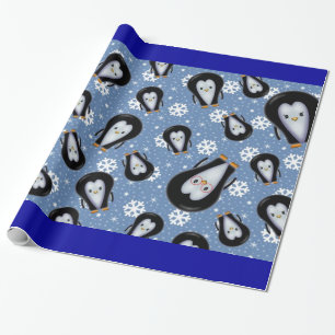 Papel de Presente de Pinguins Fofos na Neve
