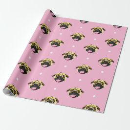 Papel de Presente de Pug Rosa Bebe