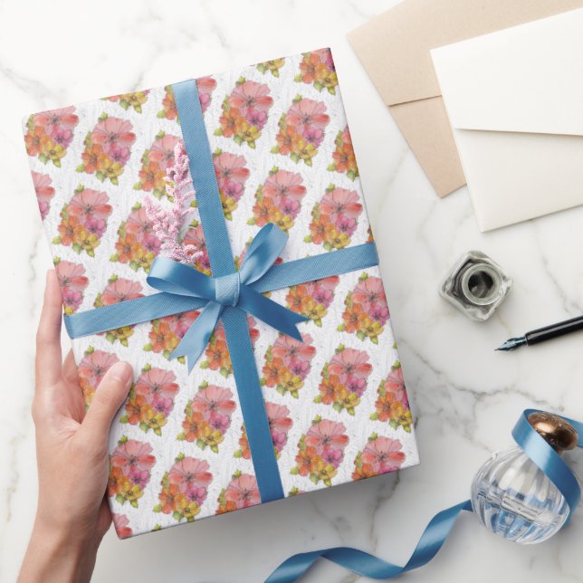 Papel de Presente de Rolagem - Flores Pastel (Presentear)