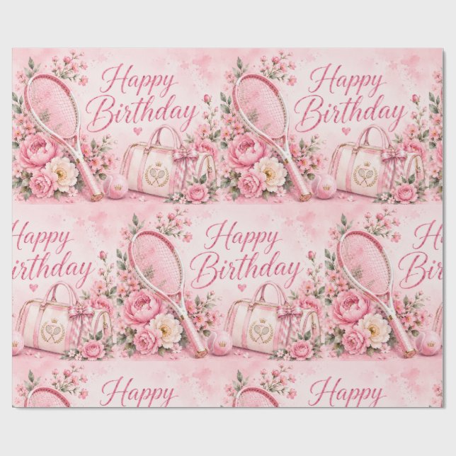 Papel de presente de tênis rosa com ilustração flo (Aberto)