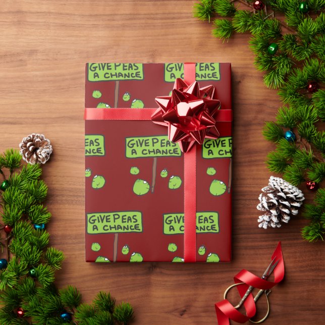 Papel De Presente Dê Uma Chance às Ervilhas (Presente de Natal)