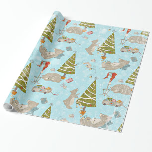 Papel De Presente De Ursos e Padrões de Natal-Natal para Crianças