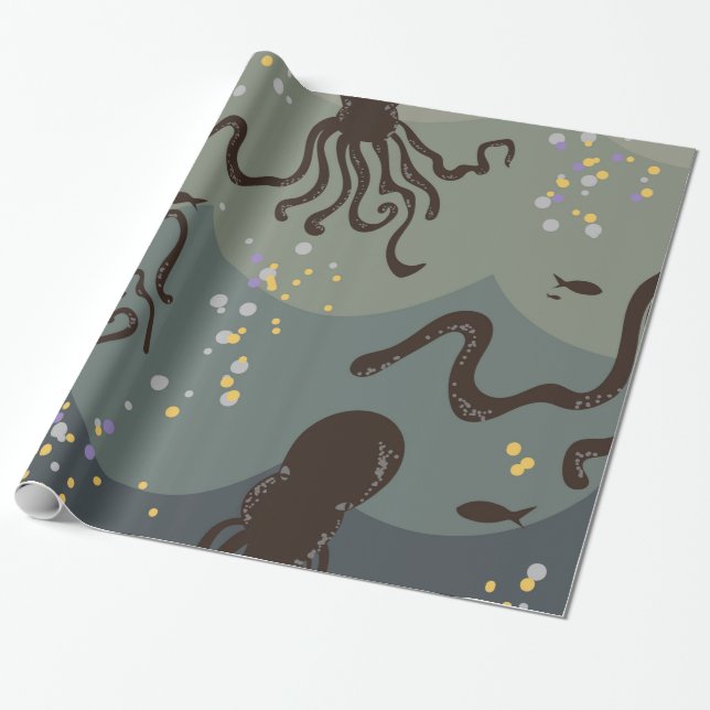 Papel De Presente Debaixo do Mar (Desenrolado)