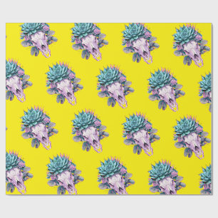 Papel De Presente Decaimento Pastel Suculento Amarelo