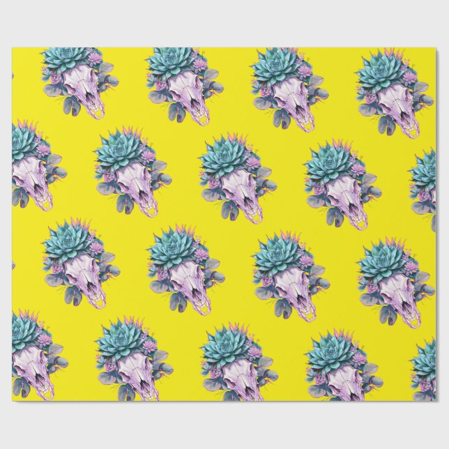Papel De Presente Decaimento Pastel Suculento Amarelo (Aberto)