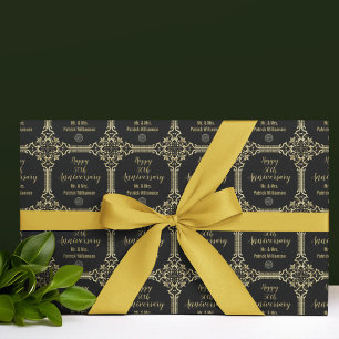 Papel De Presente Deco de Arte do 50º Aniversário do Casamento Mon