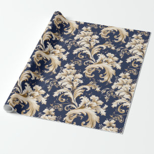 Papel De Presente Decor Elegante Barroco e Damasco: Ornamentado de V