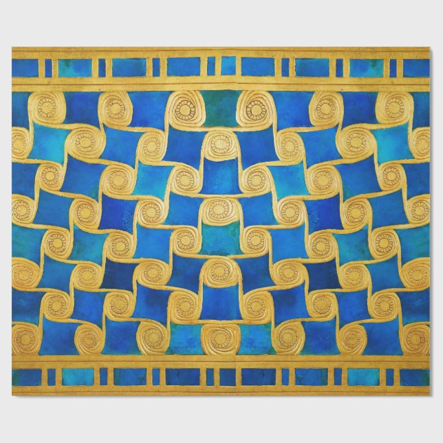 PAPEL DE PRESENTE DECOR GEOMÉTRICO EGÍPCIO ANTIGO ,SOL NO CÉU AZUL  (Aberto)
