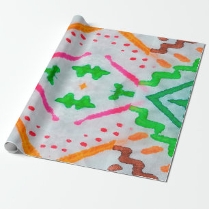Papel De Presente Decoração de Aquarelle Boho. Travesseiro Azul Boho