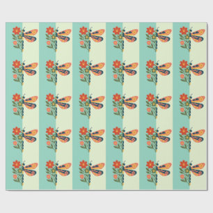 Papel De Presente Decoração de borboleta colorida com elementos flor