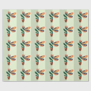 Papel De Presente Decoração de borboleta colorida com elementos flor