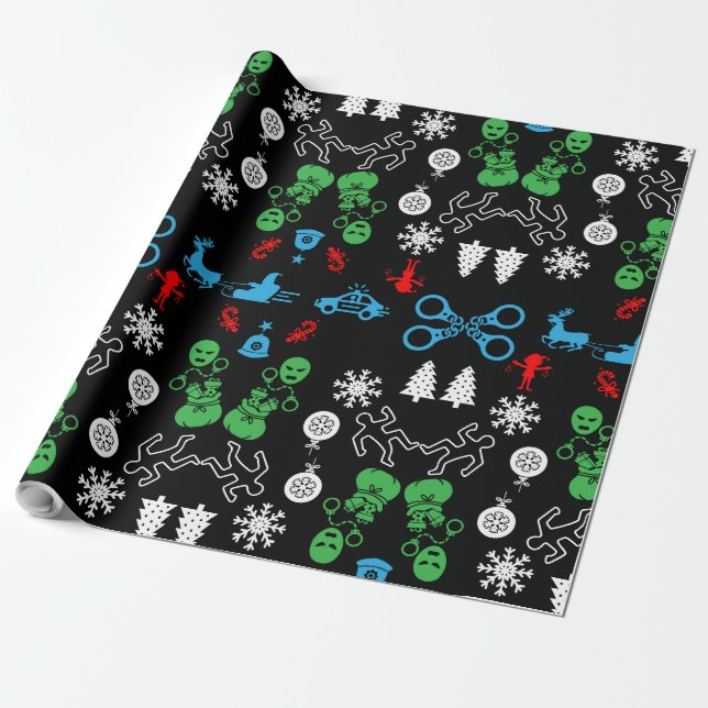 Papel De Presente Decoração de Natal da Polícia (Desenrolado)