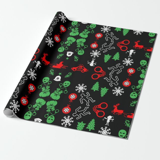 Papel De Presente Decoração de Natal da Polícia (Desenrolado)