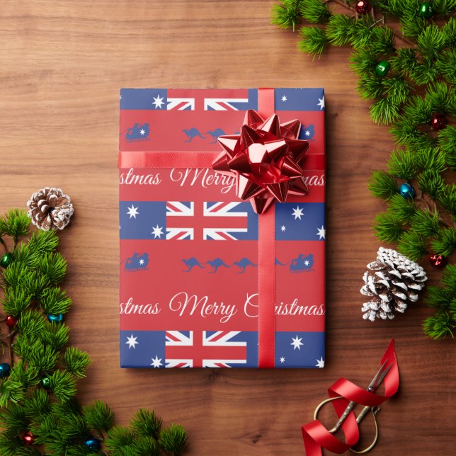 Papel De Presente Decoração de Natal de Canguru, Trenó Alegre Austra (Presente de Natal)