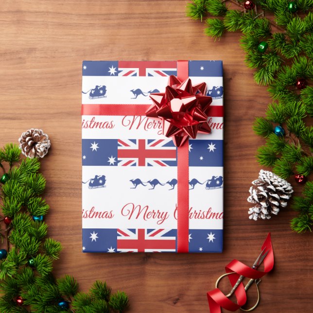 Papel De Presente Decoração de Natal de Canguru, Trineo Alegre Austr (Presente de Natal)