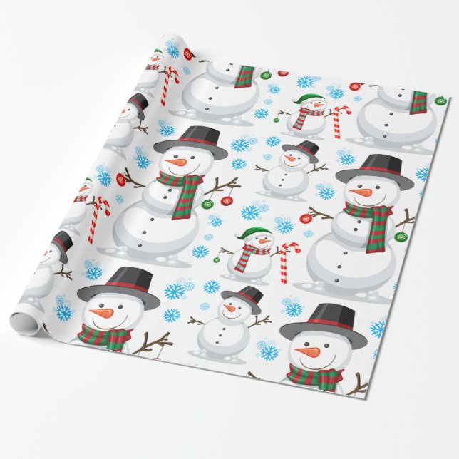 Papel De Presente Decoração de Natal homem de neve  (Desenrolado)