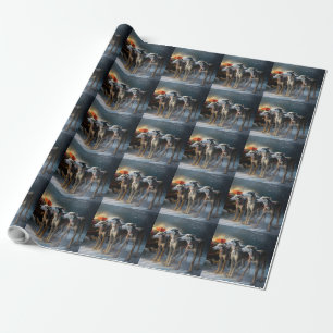Papel De Presente Decoração de Natal Trenó Nevado Greyhound