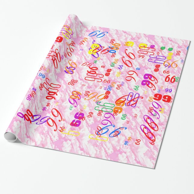 Papel De Presente Decoração de Nuvens Rosa Fúcsia Festivas (Desenrolado)
