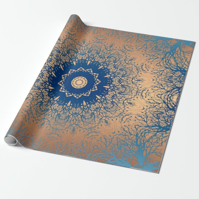 Papel De Presente Decoração decorativa arábica de seda de bronze cas (Desenrolado)