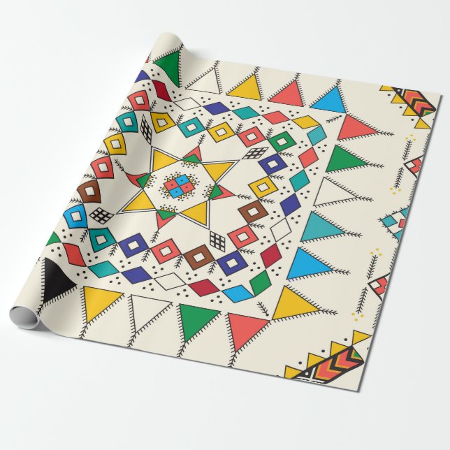 Papel De Presente Decorative geometric repeating pattern inspired by (Desenrolado)