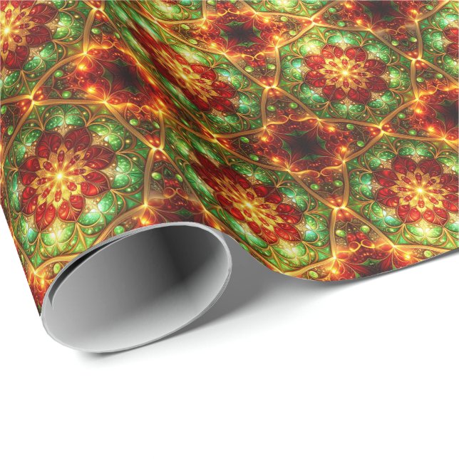 Papel De Presente Decorative Red Green Holiday Wrapping Paper (Ponta do rolo)