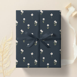 Papel De Presente Decorativo Boho Ditsy Floral Cottagecore Azul Escu