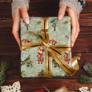 Papel De Presente Decoupage Damásco Vintage Ephemera Verde