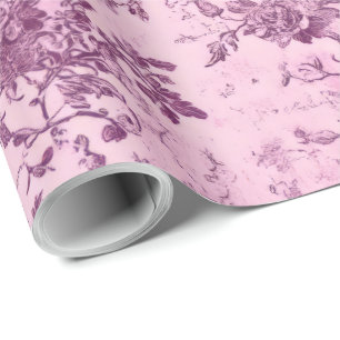Papel De Presente Decoupage de Chinoiserie Rosa Bege