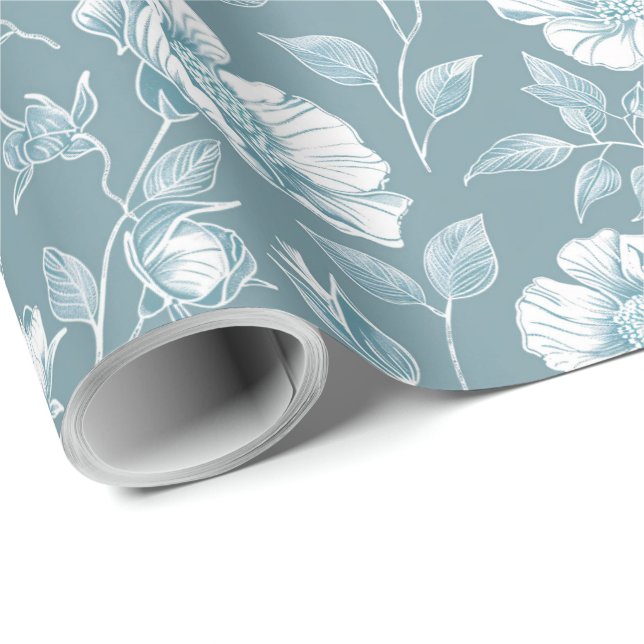 Papel De Presente Decoupage de Chinoiserie Verde e Branco (Ponta do rolo)