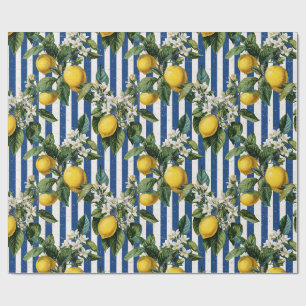 Papel De Presente Decoupage de Limões Mediterrâneos Vintage