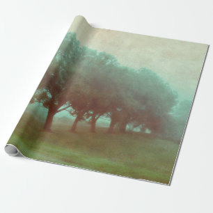 Papel De Presente Decoupage de Paisagem de Textura Teal Antiquada da