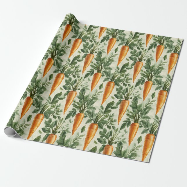 Papel De Presente Decoupage de Primavera de Padrão de Cenoura (Desenrolado)