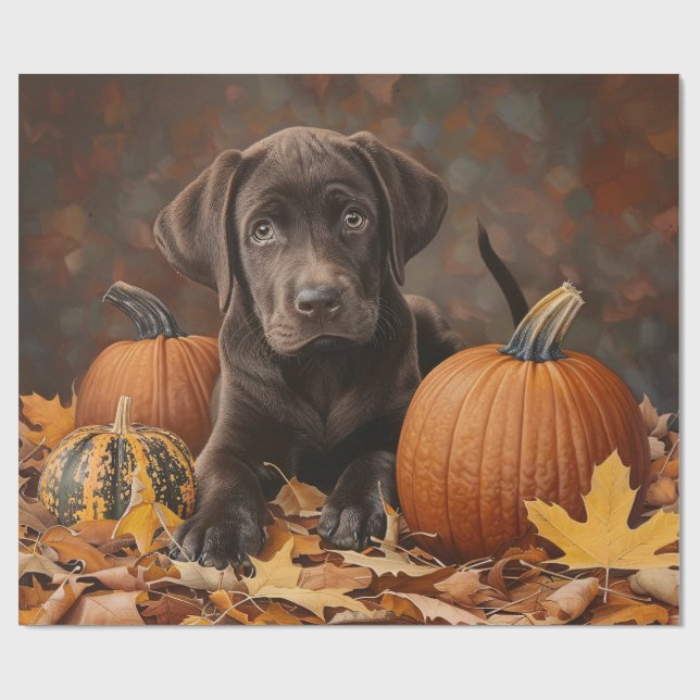 Papel De Presente Decoupage do outono do Chocolate Labrador Retrieve (Aberto)