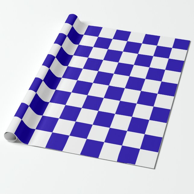 Papel De Presente Deep blue checkered  (Desenrolado)