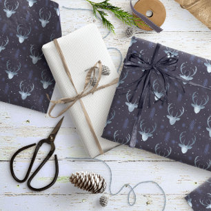 Papel De Presente Deer Antlers Arrows Padrão de Natal V2 Bl ID861