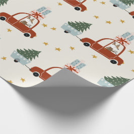 Papel De Presente Deer Christmas Tree Illustration Wrapping Paper