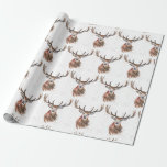 Papel De Presente Deer Christmas Watercolor — Padrão Woodland Brown<br><div class="desc">Cerveja,  aquarela,  padrão,  papel marrom embrulhado. Perfeito para a época das Férias. Linda coloração d'água do Stag.</div>