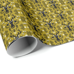 Papel De Presente Deer de Arte Folclórica Moderna