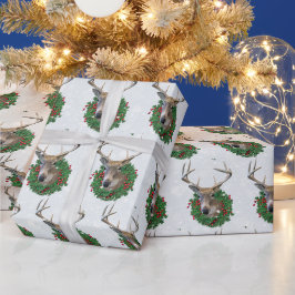 Papel De Presente Deer e Fúria De Natal Em Flocos De Neve