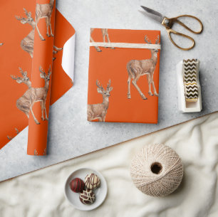Papel De Presente Deer em vermelho