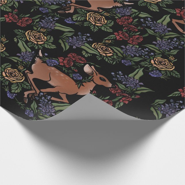 Papel De Presente Deer Fawn Floral Pattern (Ponta)